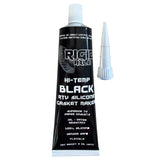 Rigid Axle high-temperature black RTV silicone gasket maker tube with applicator on a white background
